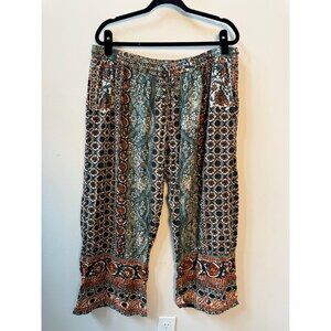 Signals Boho Mixed Print Pull On Pants Size 2X